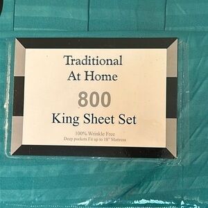 Traditional at home king 6 pc sheet set Pistachio Green embossed striped